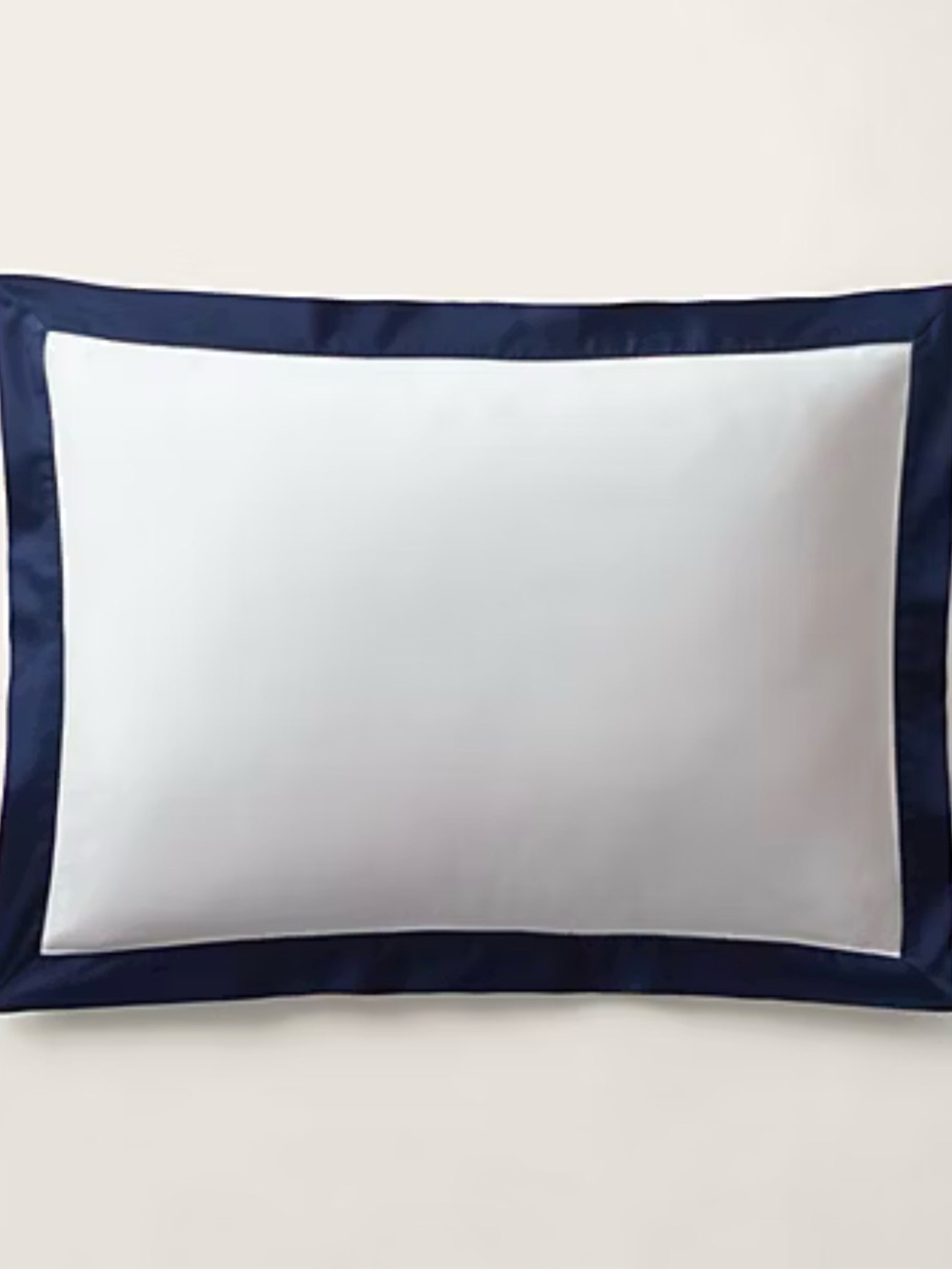 NWT 2- Ralph Lauren Organic Cotton Sateen Border Sham in the Polo Navy, Set of 2